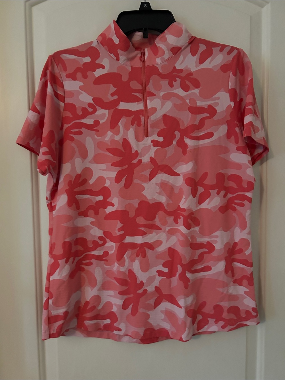 Women's Pink Camo Short-Sleeve Zip-Front Jersey